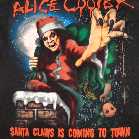 Alice Cooper 'Santa Claws Is Coming To Town' Tee T-shirt - Picture 2 of 6